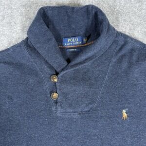Polo Ralph Lauren Pullover Men's XL Blue Shawl Neck Estate Ribbed Preppy